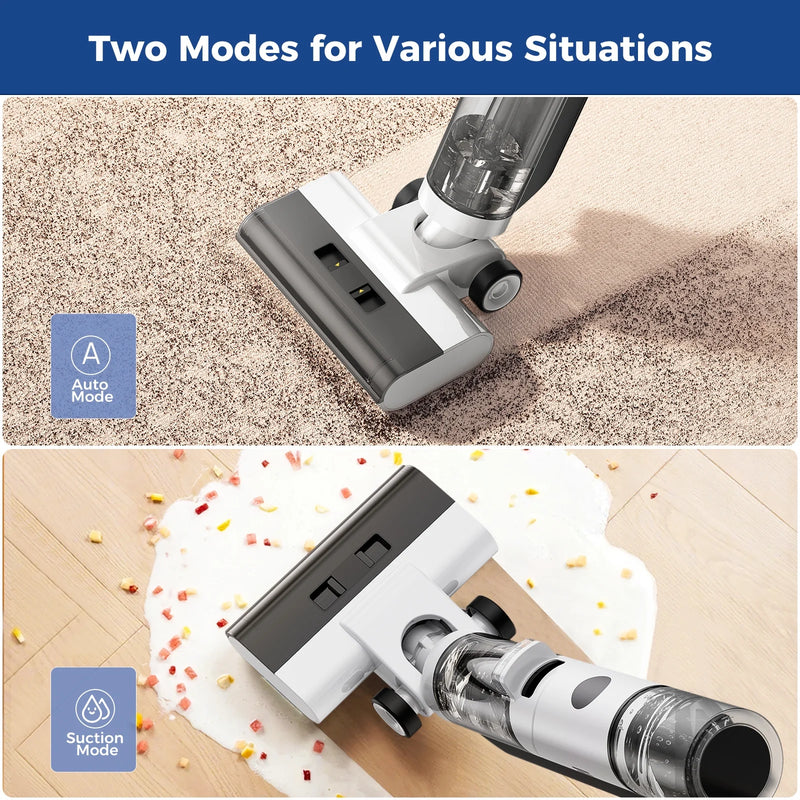 ED12 Wet Dry Vacuum Cleaner Cordless Hard Floor Vacuum and Mop Combo - Lightweight, Self Propelled, One-Step Auto Cleaning & Edge to Edge Cleaning for Home