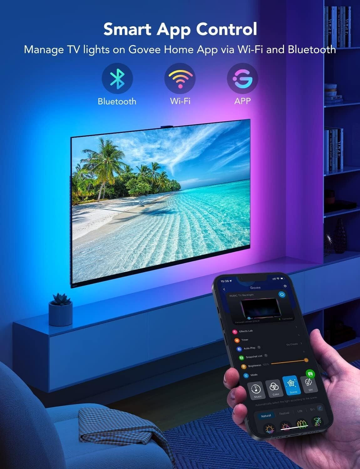 Govee TV LED Backlight, RGBIC TV Backlight for 55-75 Inch Tvs, Smart LED Lights