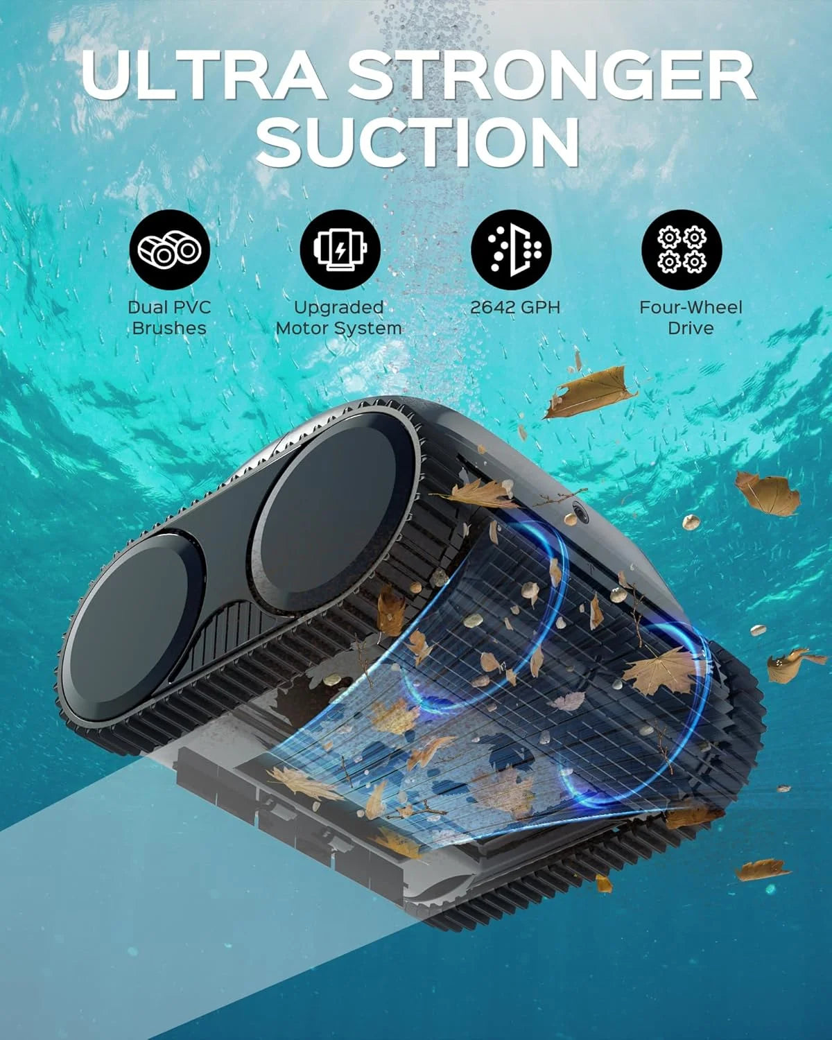 (2025 Upgrade)  Cordless Robotic Pool Vacuum, Robotic Pool Cleaner with Wall Climbing, Upgraded Triple-Motor, 150Mins Runtime for Inground Pools up to 1615 Sq.Ft