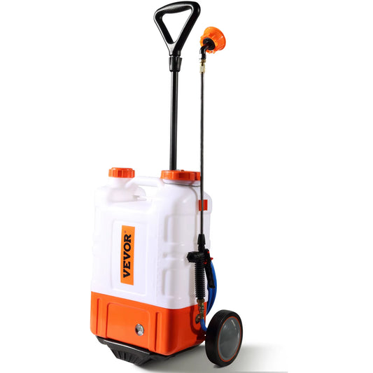 VEVOR Battery Powered Backpack Sprayer Adjustable Pressure 4 Gallon Tank with 8/ 6 Nozzles 2 Wands for Weeding Spraying Cleaning