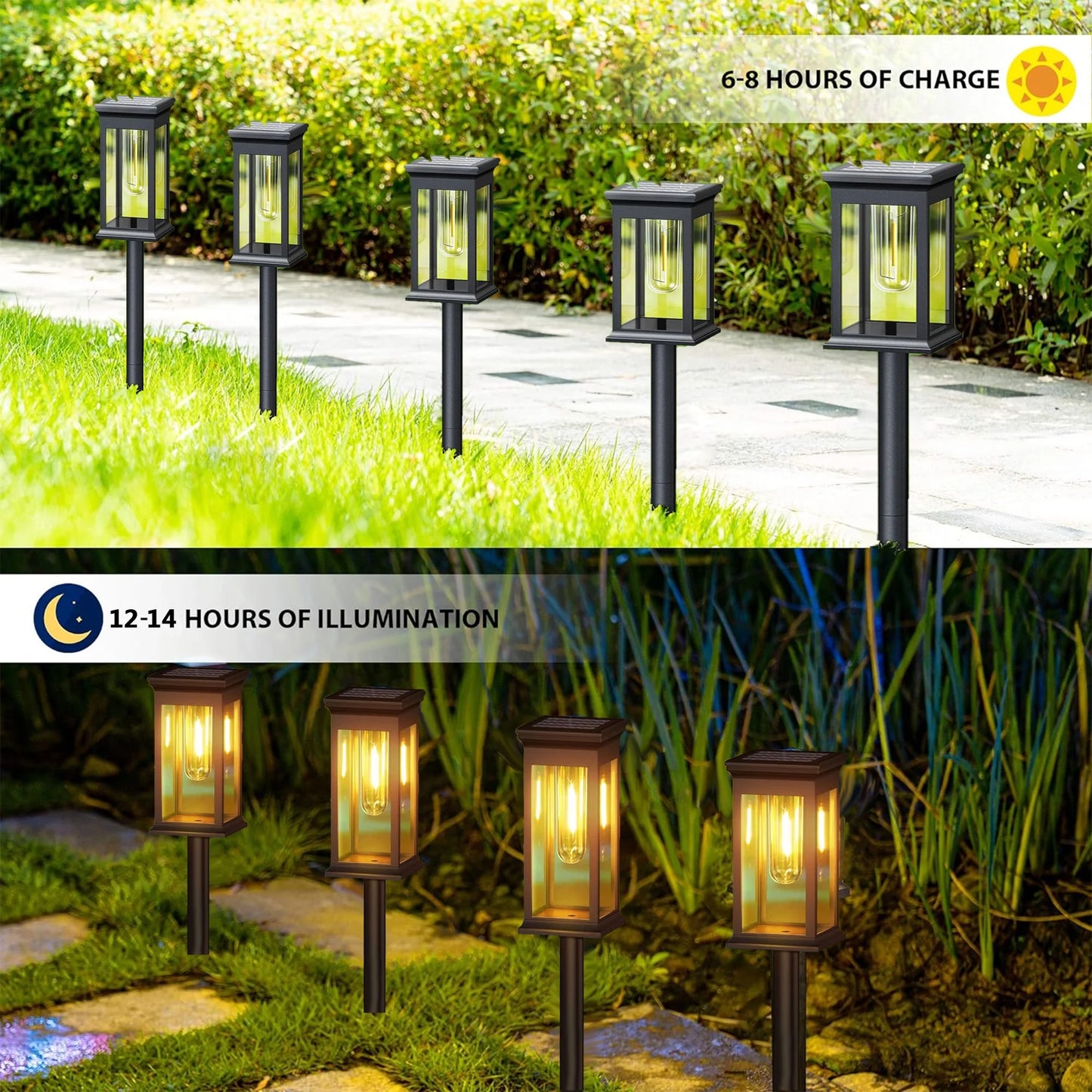 Outdoor Solar Garden Light Outdoor Waterproof Solar Outdoor Light IP65 Waterproof Auto On/Off Solar Garden Light for Garden, Pool, Patio Decoration 4 Pack Black