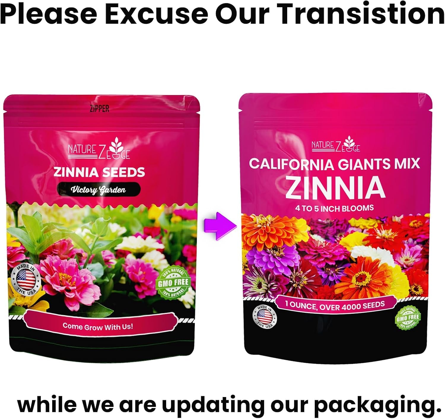 Zinnia Seeds for Planting Outdoors – California Giants Flower Seeds, Bulk Semill