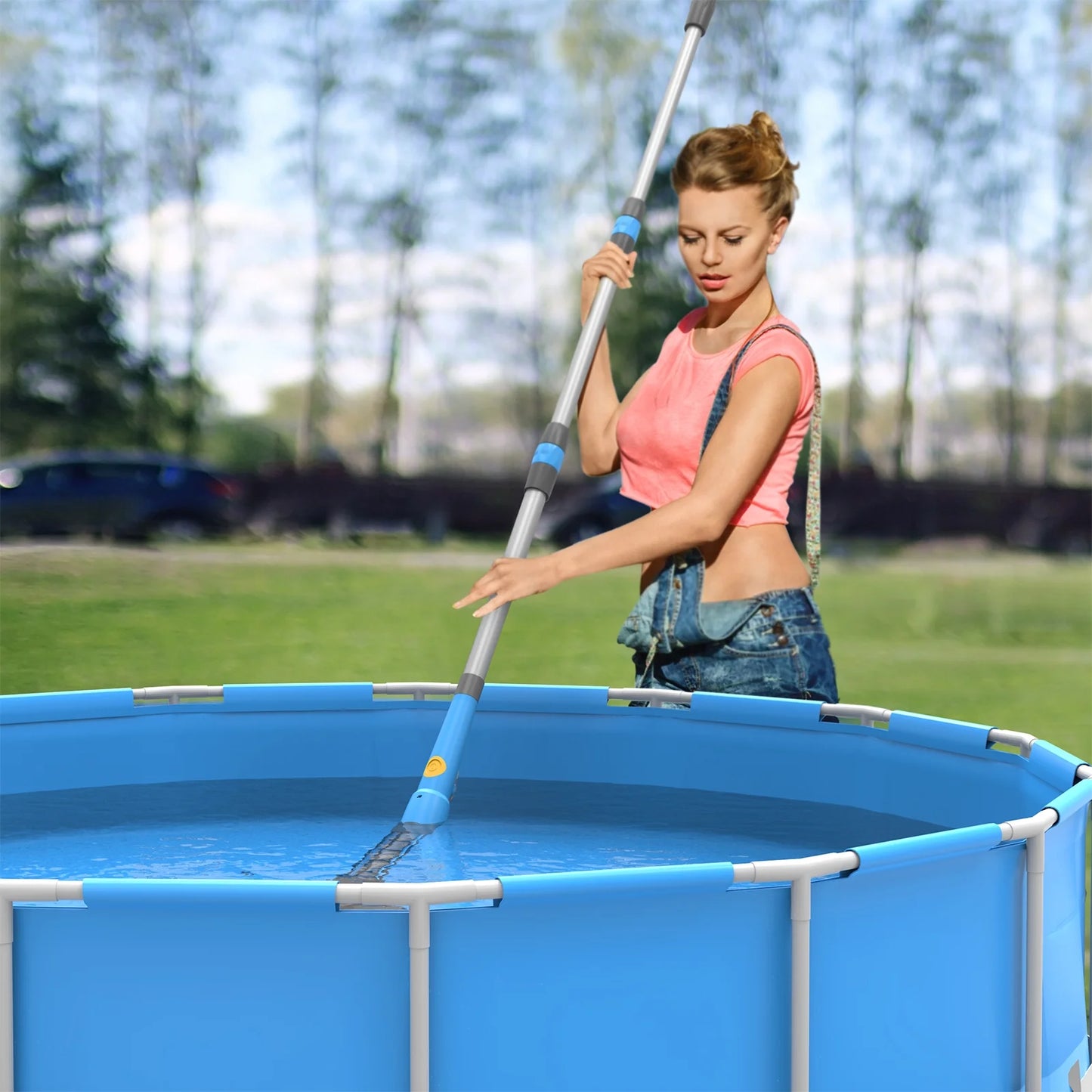 Handheld Pool Vacuum, Cordless Pool Vacuum with Running Time up to 60-Minutes for Small above Ground Pools, Hot Tubs and Spas (Light Blue)