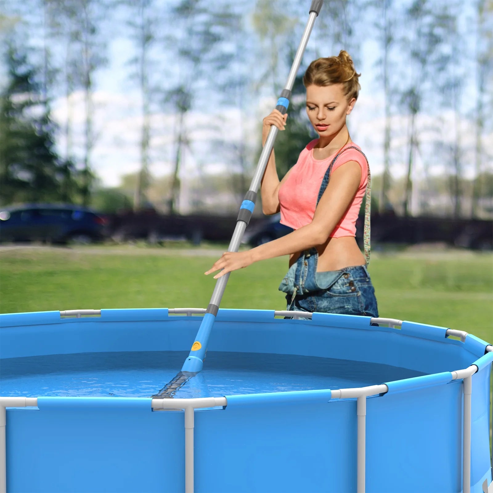 Handheld Pool Vacuum, Cordless Pool Vacuum with Running Time up to 60-Minutes for Small above Ground Pools, Hot Tubs and Spas (Light Blue)