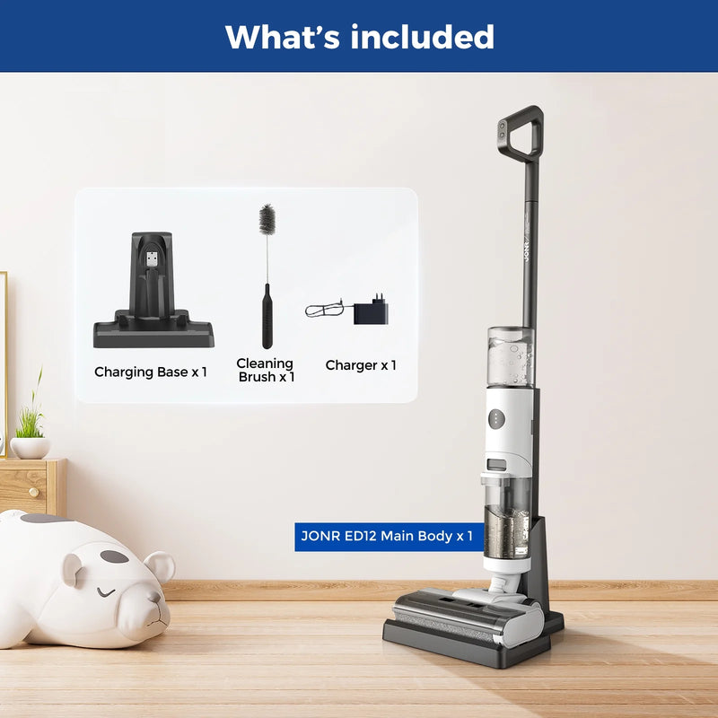 ED12 Wet Dry Vacuum Cleaner Cordless Hard Floor Vacuum and Mop Combo - Lightweight, Self Propelled, One-Step Auto Cleaning & Edge to Edge Cleaning for Home
