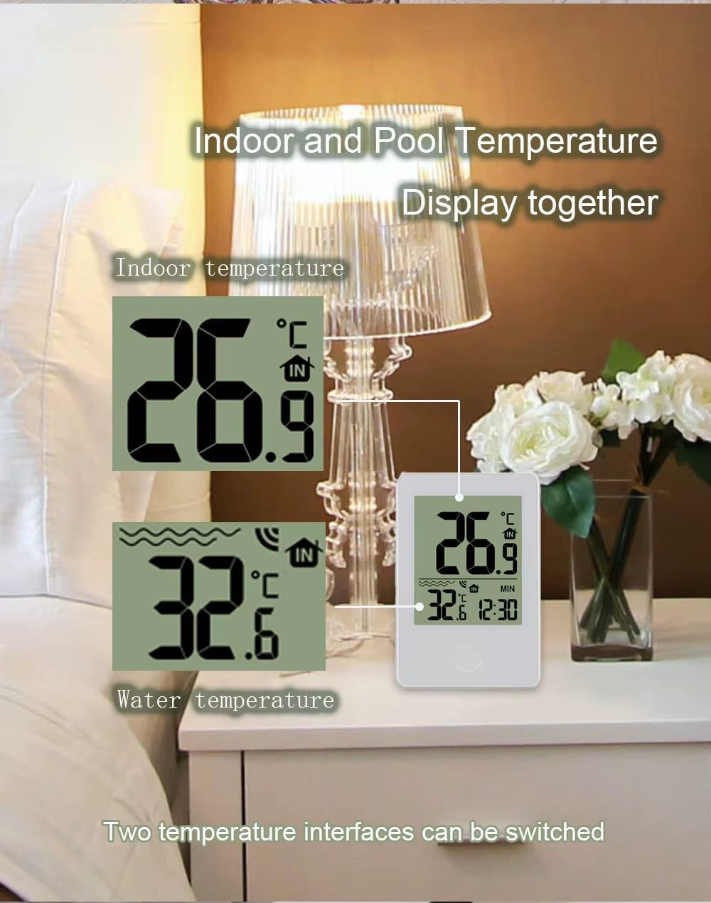 Digital Swimming Pool Thermometer Floating Outdoor Floating Thermometers Used for Swimming Pool Bathrooms Aquarium