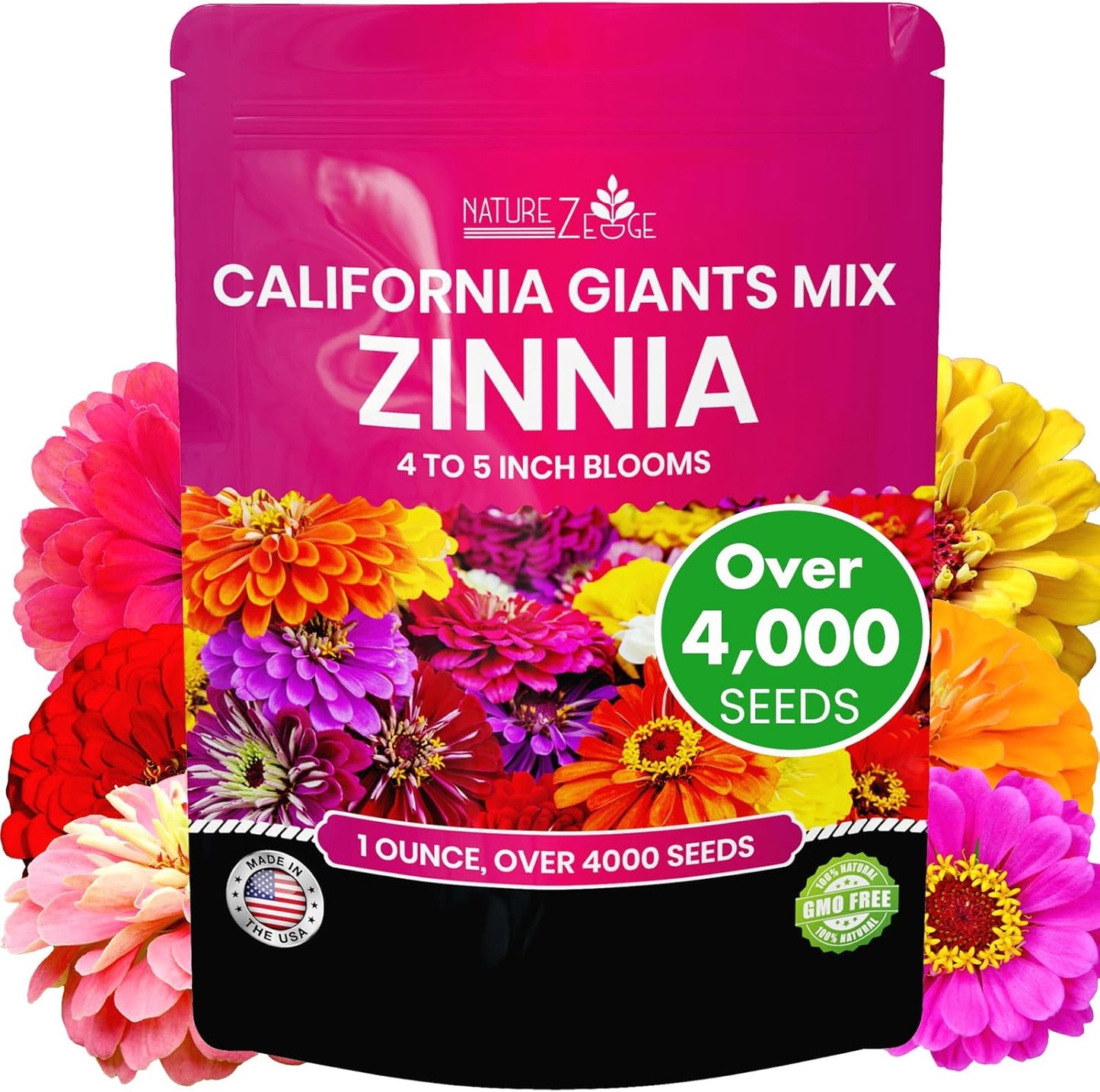 Zinnia Seeds for Planting Outdoors – California Giants Flower Seeds, Bulk Semill