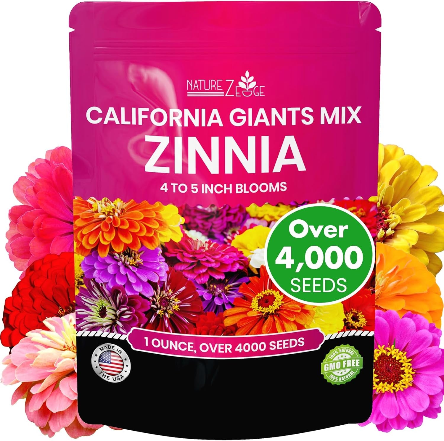 Zinnia Seeds for Planting Outdoors – California Giants Flower Seeds, Bulk Semill