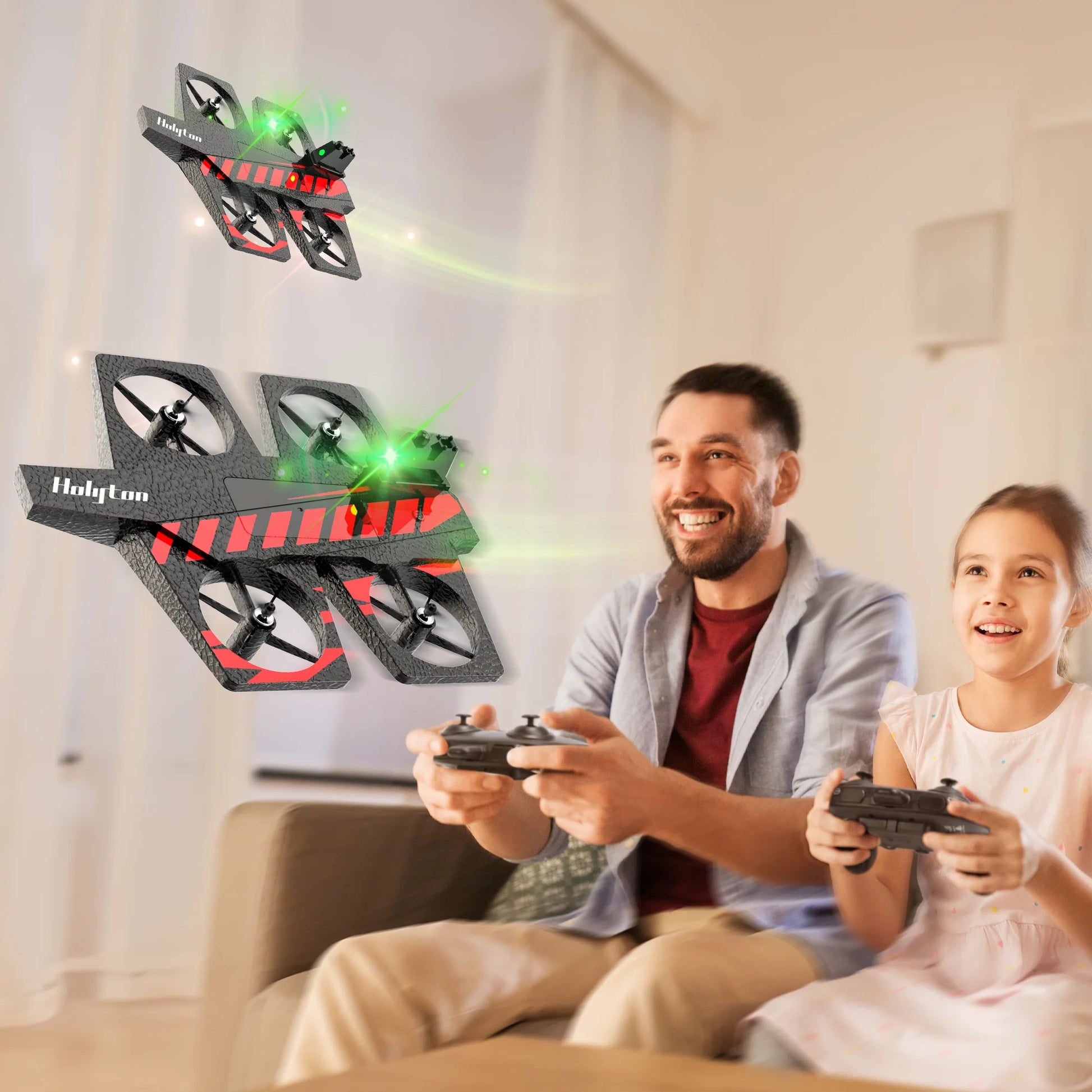 HT40 2 in 1 Drones for Kids Adults, Remote Control Drone Airplane for Beginners, RC Quadcopter Drone with Land Mode Fly Mode, Altitude Hold, Headless Mode, 3D Flips, Emergency Stop