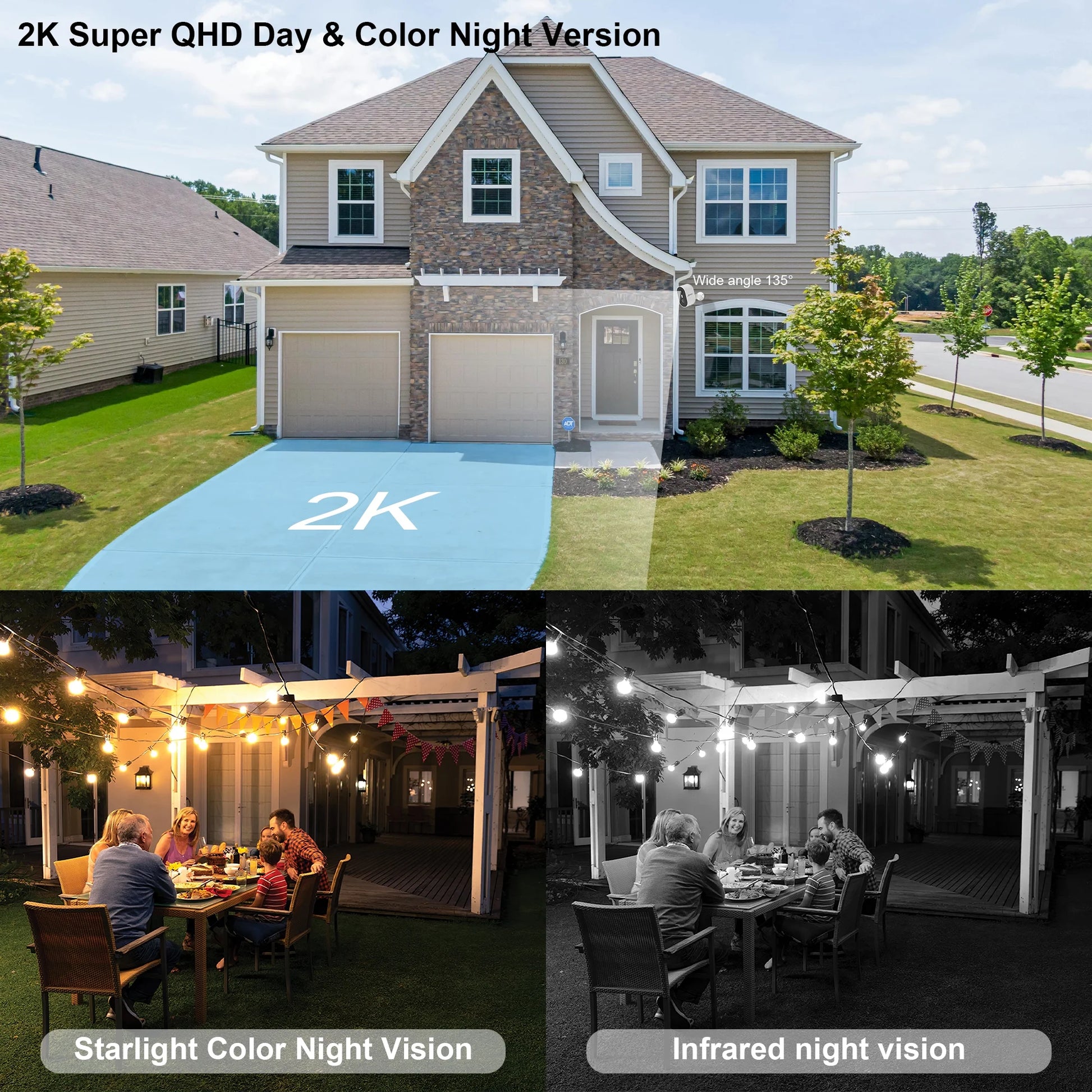 2K Wireless Outdoor Solar Security Camera with Spotlight, Waterproof PIR Detection, 2.4Ghz Wi-Fi, Rechargeable Battery Powered Home Surveillance Camera with Color Night Vision, 2-Way Audio