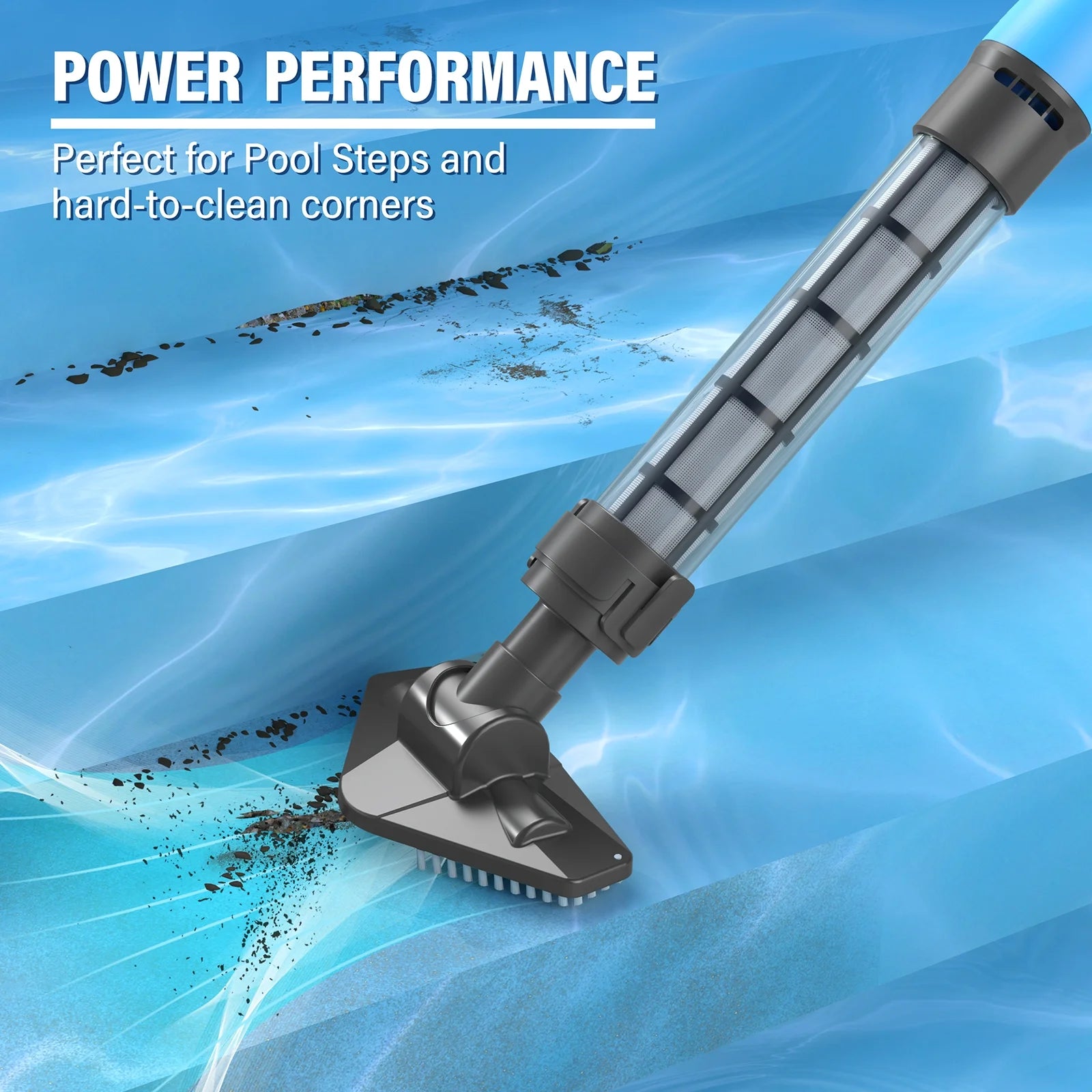 Handheld Pool Vacuum, Cordless Pool Vacuum with Running Time up to 60-Minutes for Small above Ground Pools, Hot Tubs and Spas (Light Blue)