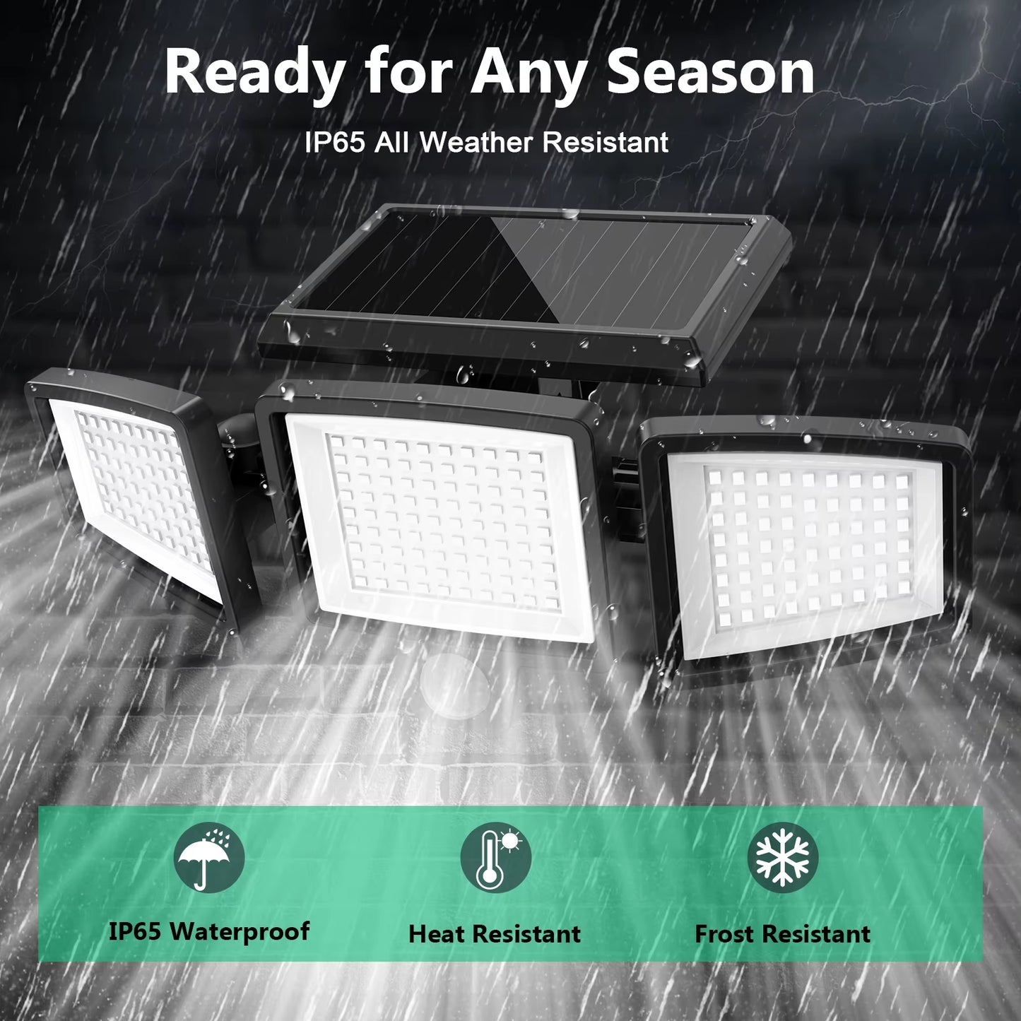 (1/2/3Pack)3 Heads Solar Outdoor Light, 210LED 2500LM Motion Sensor Security Light with Wireless Remote Control, IP65 Waterproof