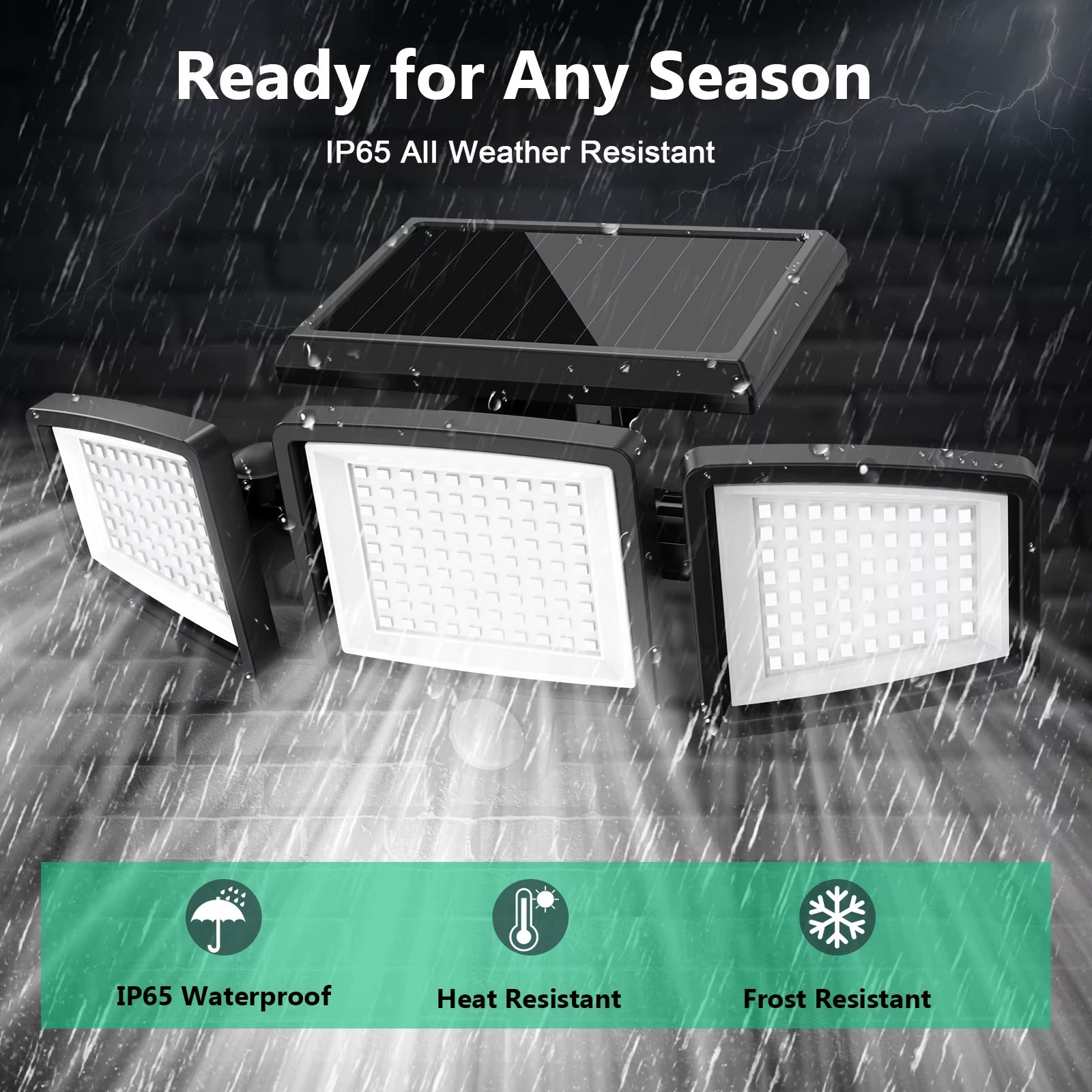 (1/2/3Pack)3 Heads Solar Outdoor Light, 210LED 2500LM Motion Sensor Security Light with Wireless Remote Control, IP65 Waterproof