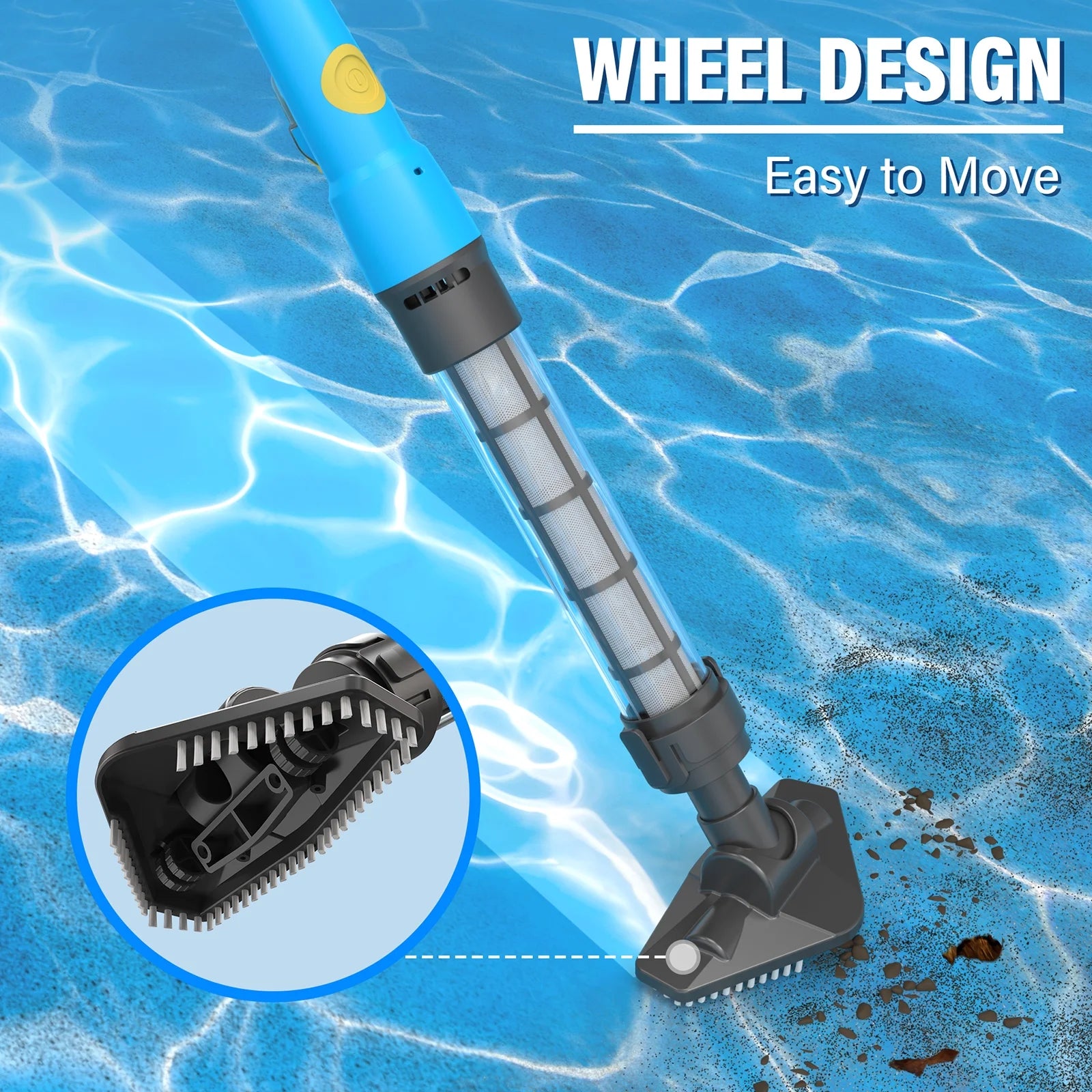 Handheld Pool Vacuum, Cordless Pool Vacuum with Running Time up to 60-Minutes for Small above Ground Pools, Hot Tubs and Spas (Light Blue)