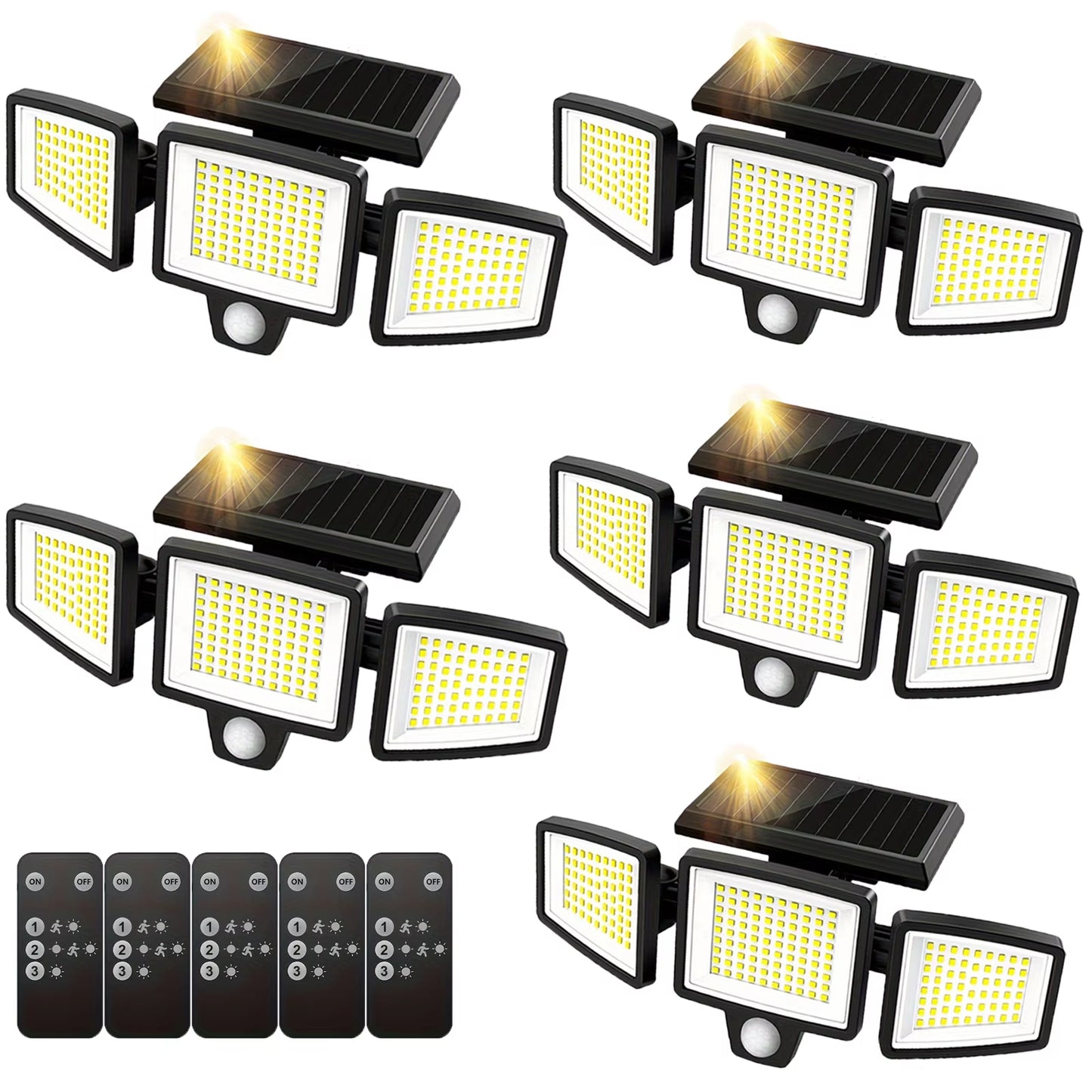 (1/2/3Pack)3 Heads Solar Outdoor Light, 210LED 2500LM Motion Sensor Security Light with Wireless Remote Control, IP65 Waterproof
