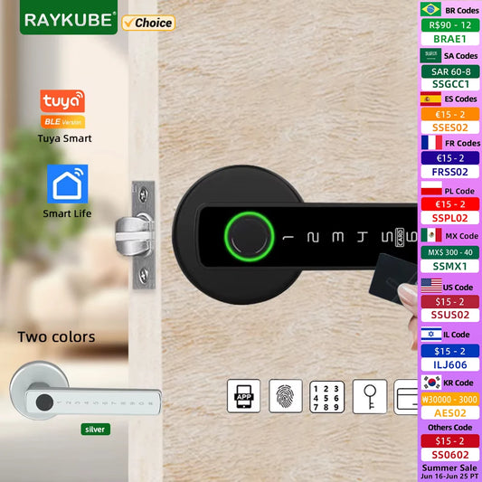 RAYKUBE Tuya Smart Fingerprint Door Lock – Model M5