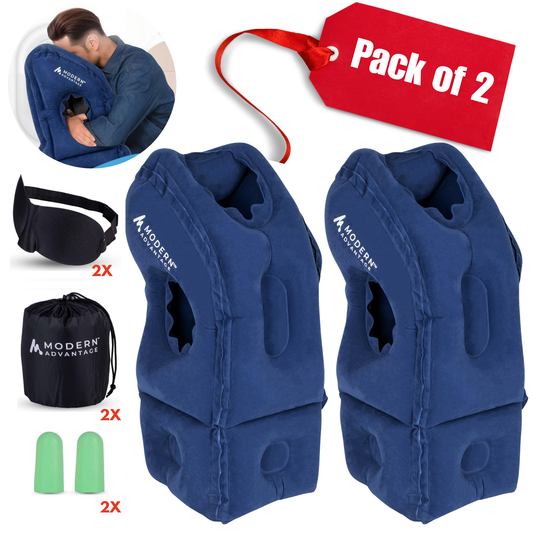 Inflatable Travel Pillow Pack of 2 (BLUE)