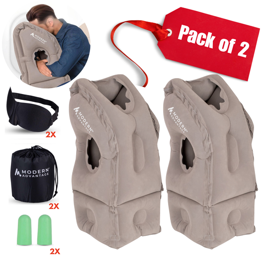 Inflatable Travel Pillow Pack of 2 (GREY)