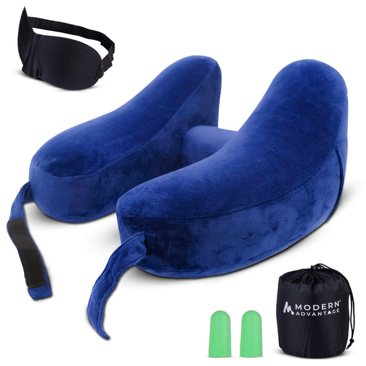Modern Advantage Inflatable Travel Neck Pillow - BLUE