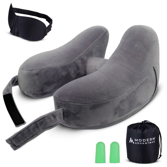 Modern Advantage Inflatable Travel Neck Pillow - GREY