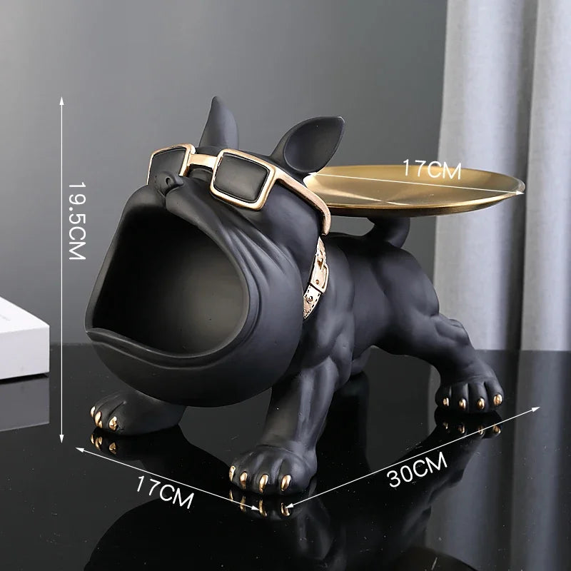 Stylish 30cm Bulldog Figurine Storage Box