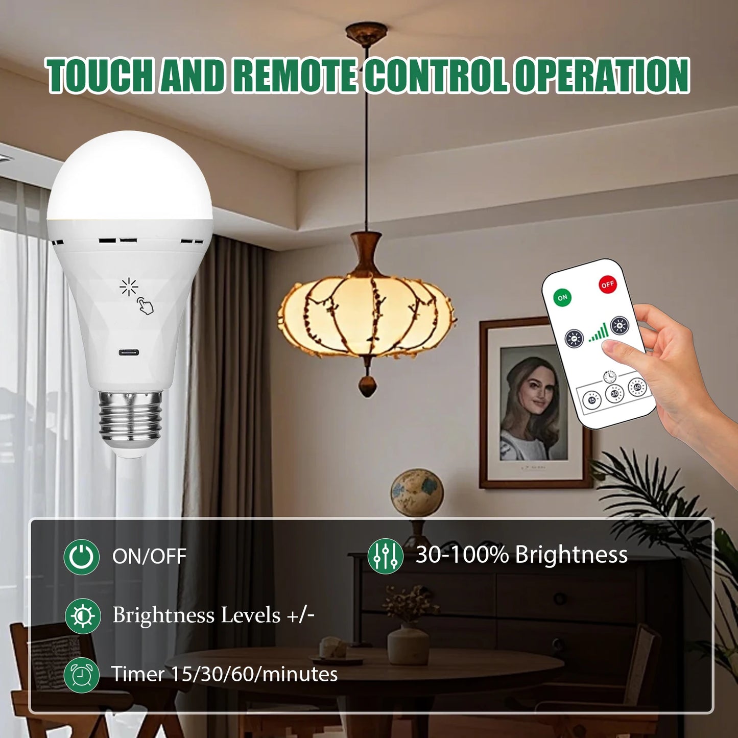 Rechargeable RGB LED Light Bulb – Smart, Dimmable & Cordless 💡🌈