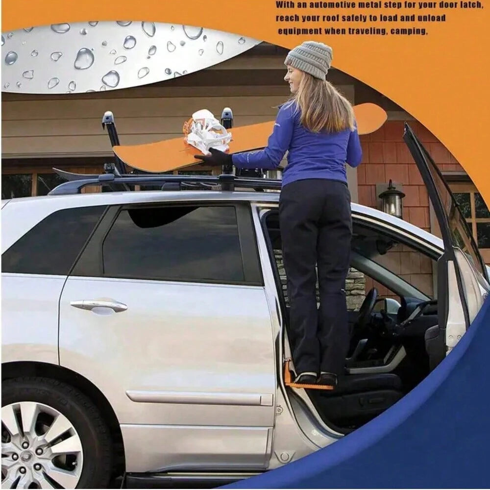 Folding Door Step Roof Rack with Safety Hammer