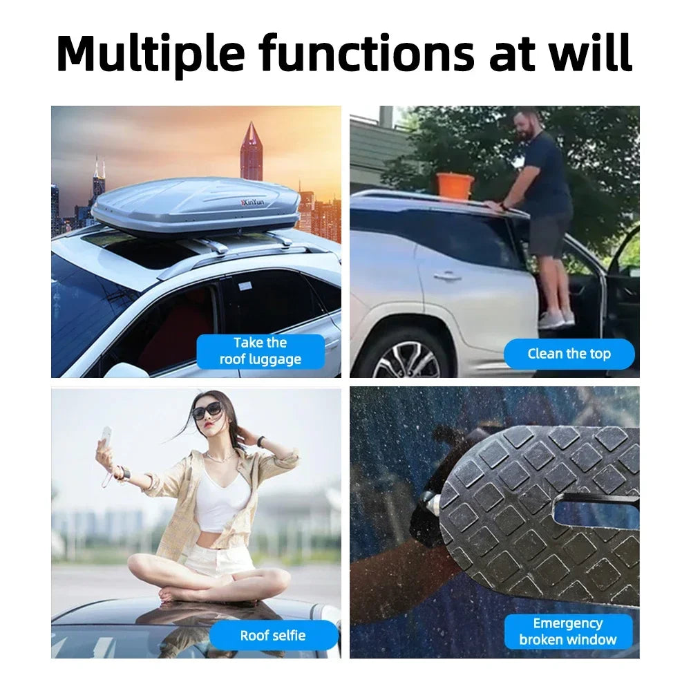 Folding Door Step Roof Rack with Safety Hammer