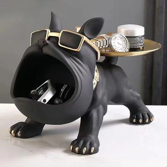 Stylish 30cm Bulldog Figurine Storage Box