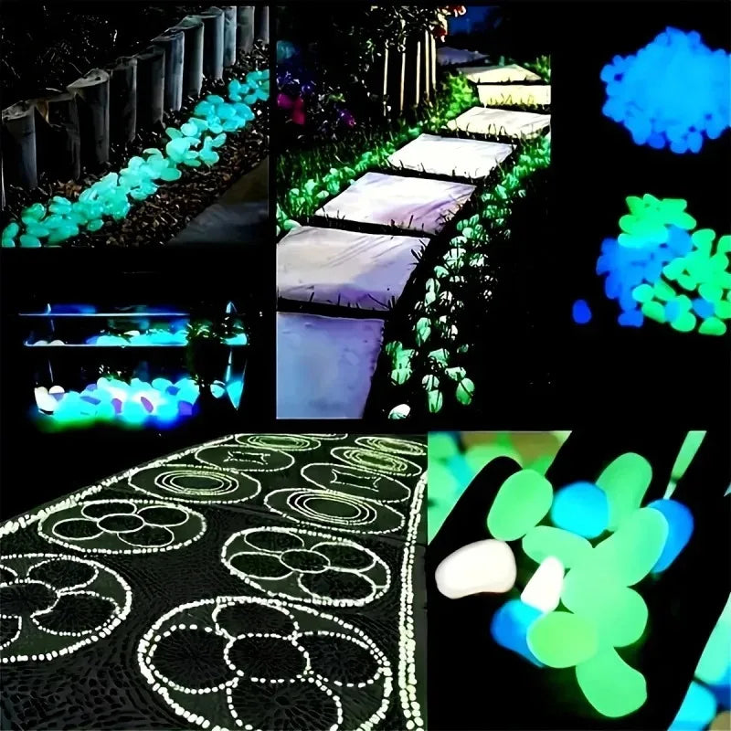 100Pcs Glow in the Dark Garden Pebbles