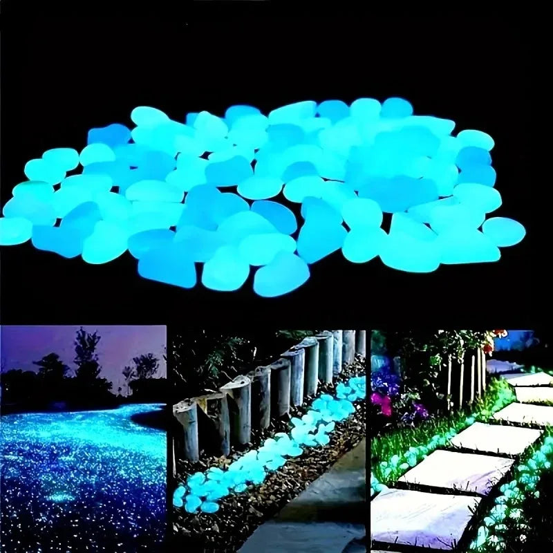 100Pcs Glow in the Dark Garden Pebbles