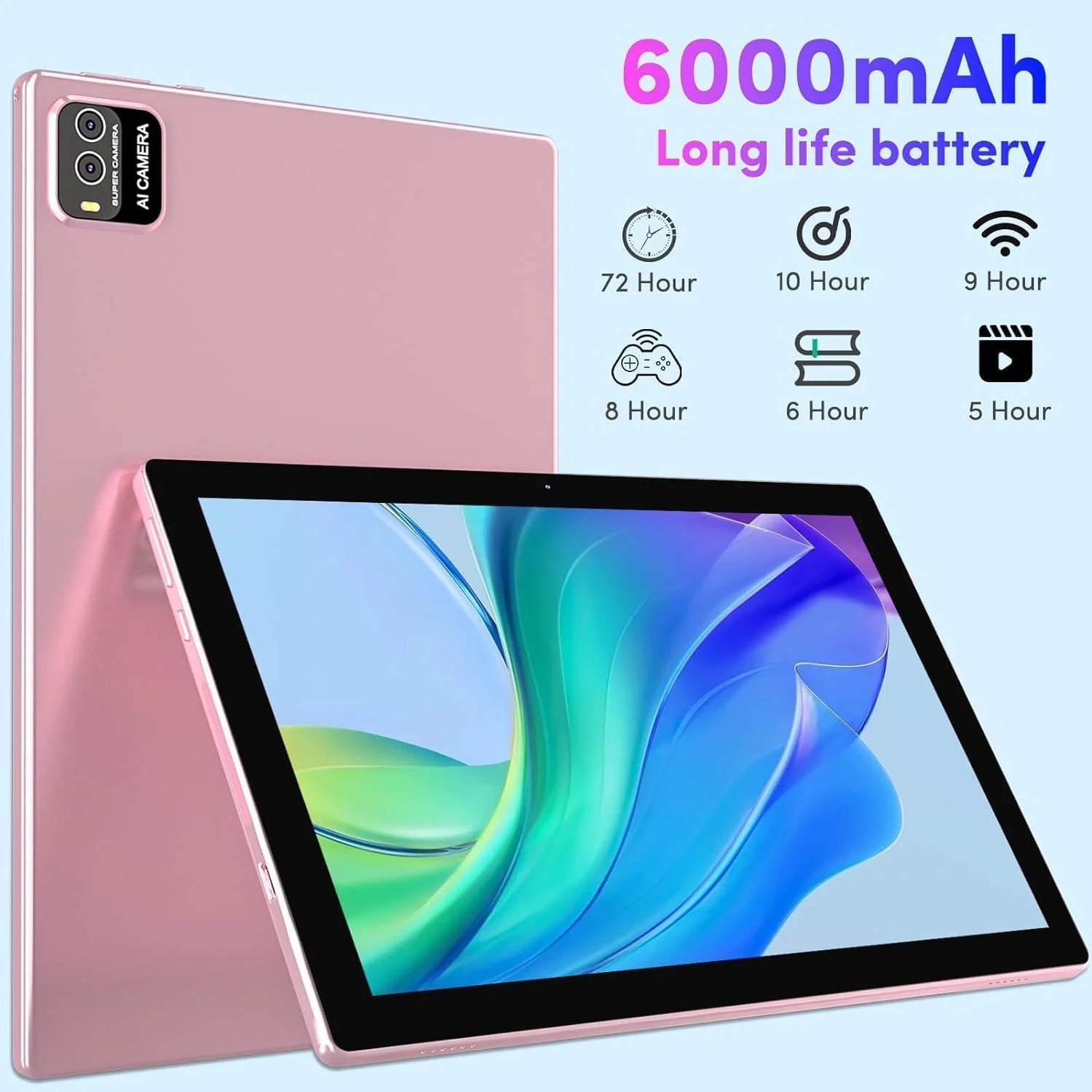 Android 13 Tablet with Keyboard, 10 Inch 2 in 1 Tablets, 12GB RAM+128GB ROM 2.0Ghz CPU Tableta, 2.4G/5G Wifi6 BT 5.0 Tablet PC, 1280*800 HD Tablet with Case Mouse Stylus Film, 6000Mah Battery Tablet