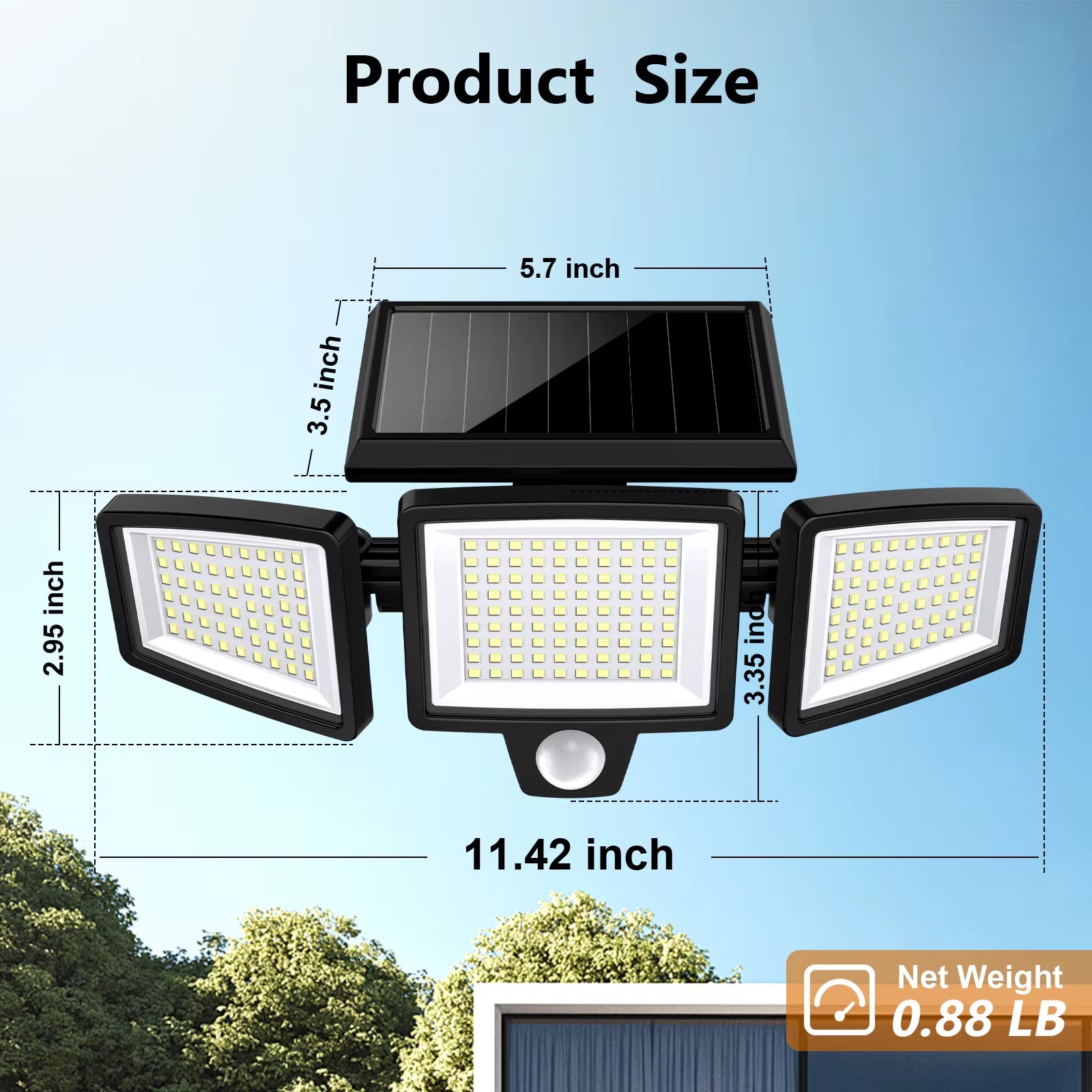 (1/2/3Pack)3 Heads Solar Outdoor Light, 210LED 2500LM Motion Sensor Security Light with Wireless Remote Control, IP65 Waterproof
