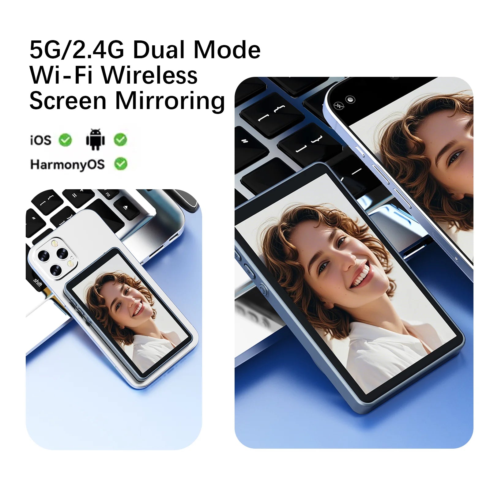 Magnetic Phone Vlog Selfie Monitor Screen, 1080P Wireless Recording, Using Phone Rear Camera for Selfie Vlog Live Stream Tiktok, Compatible with Iphone