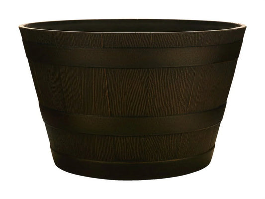 20.5" Brown Resin Whiskey Barrel Planter