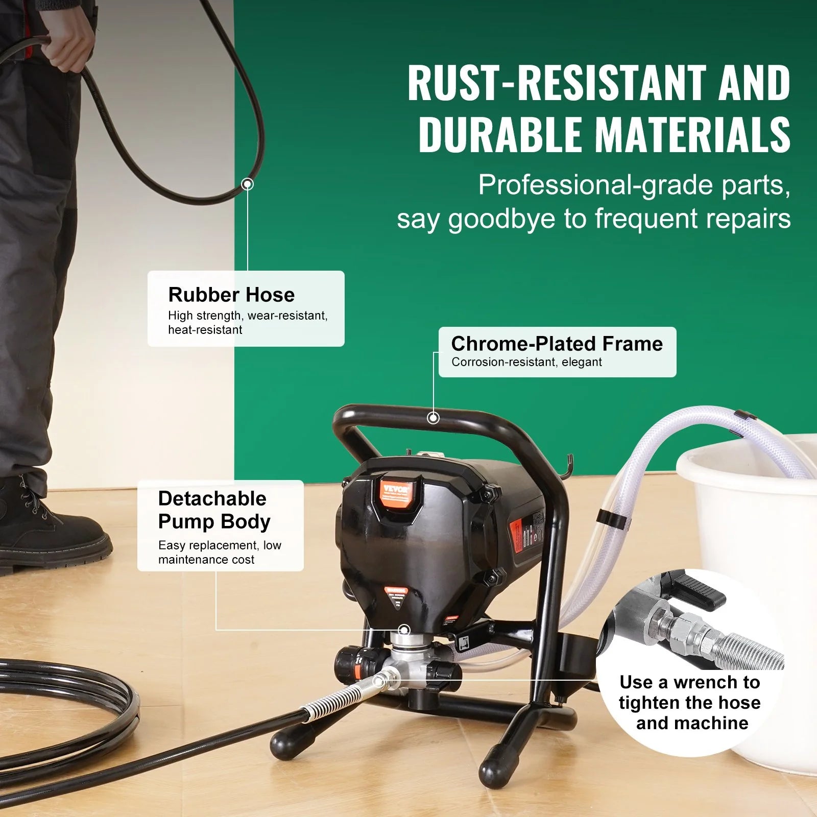 VEVOR Stand Airless Paint Sprayer, 3000PSI 750W Efficient Electric Airless Sprayer,For Home Interior and Exterior Furniture and Fences, Handheld Paint Sprayers, Fine and Even Painting Effect