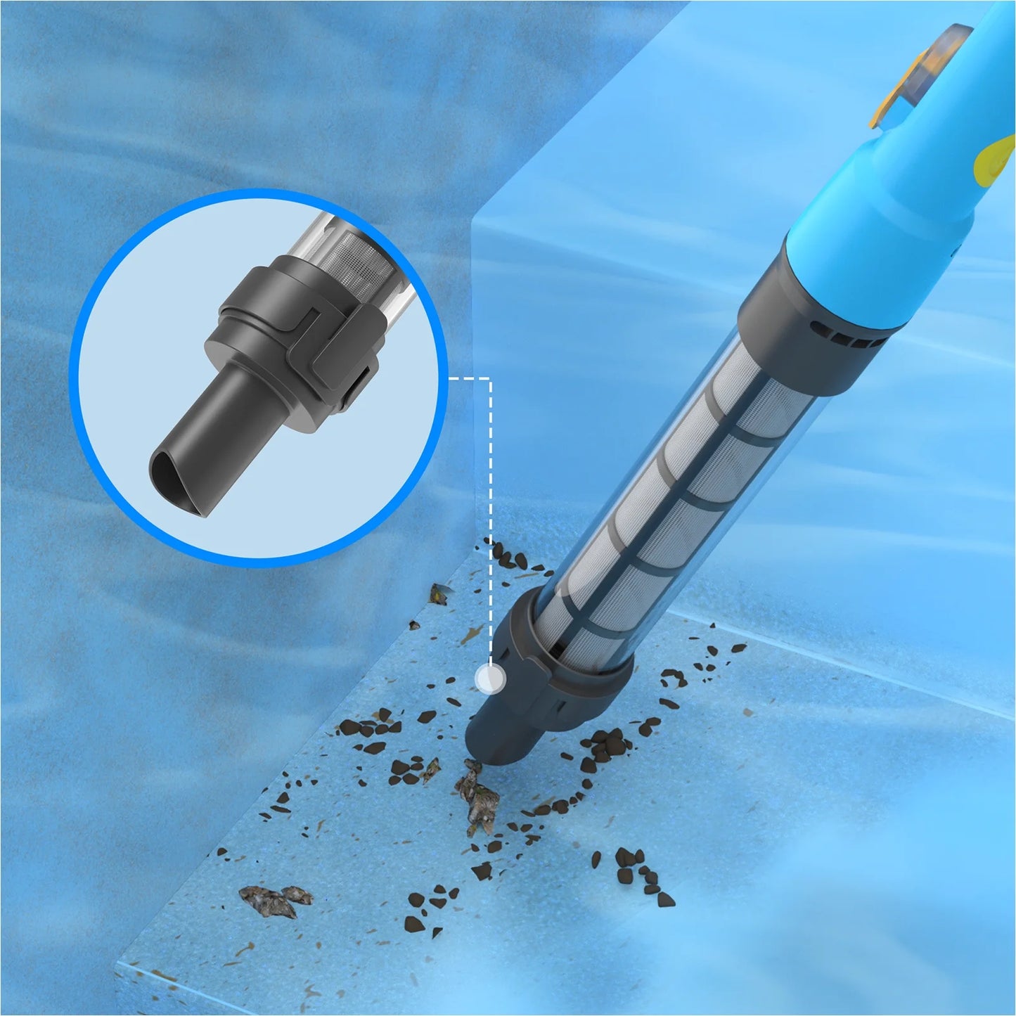 Handheld Pool Vacuum, Cordless Pool Vacuum with Running Time up to 60-Minutes for Small above Ground Pools, Hot Tubs and Spas (Light Blue)