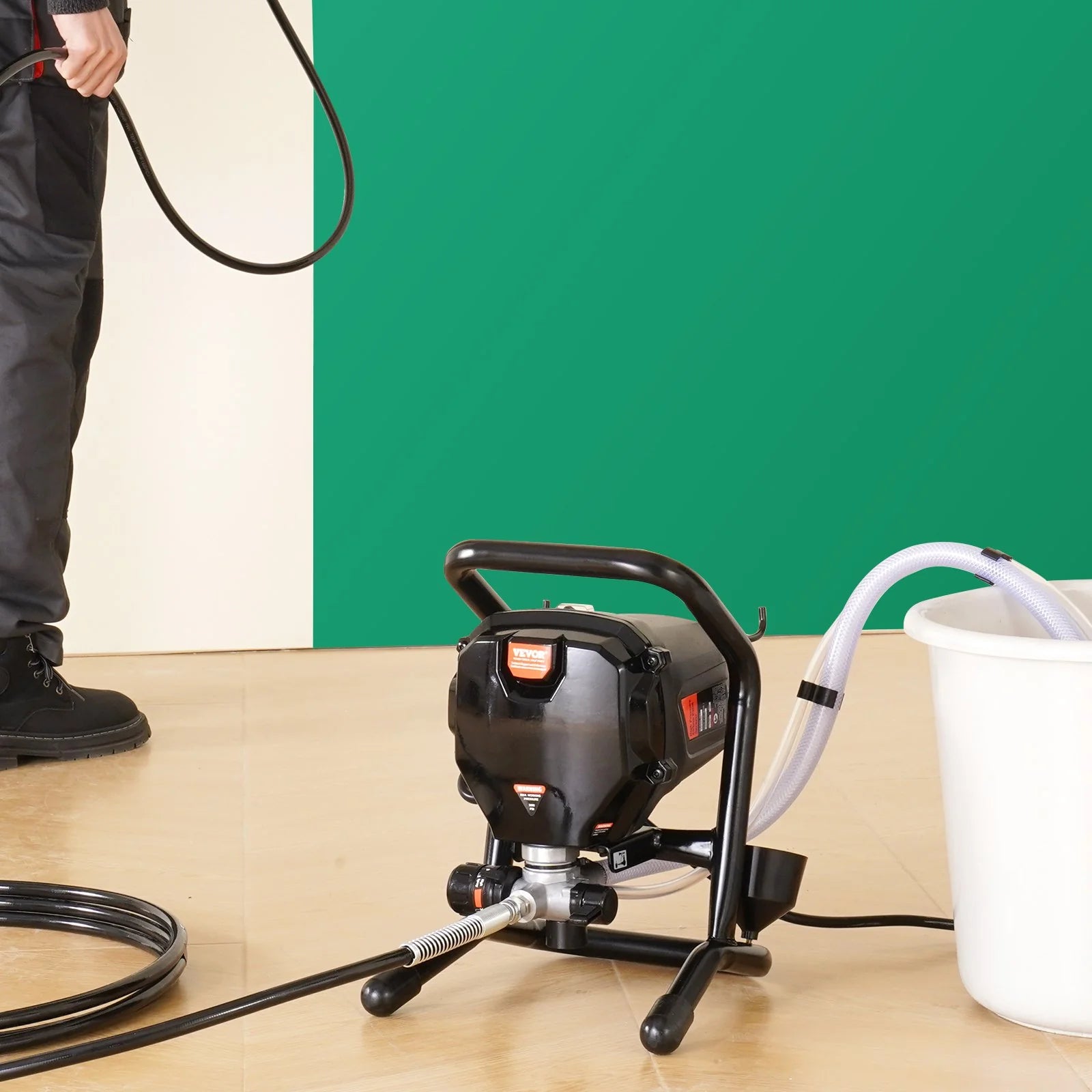 VEVOR Stand Airless Paint Sprayer, 3000PSI 750W Efficient Electric Airless Sprayer,For Home Interior and Exterior Furniture and Fences, Handheld Paint Sprayers, Fine and Even Painting Effect