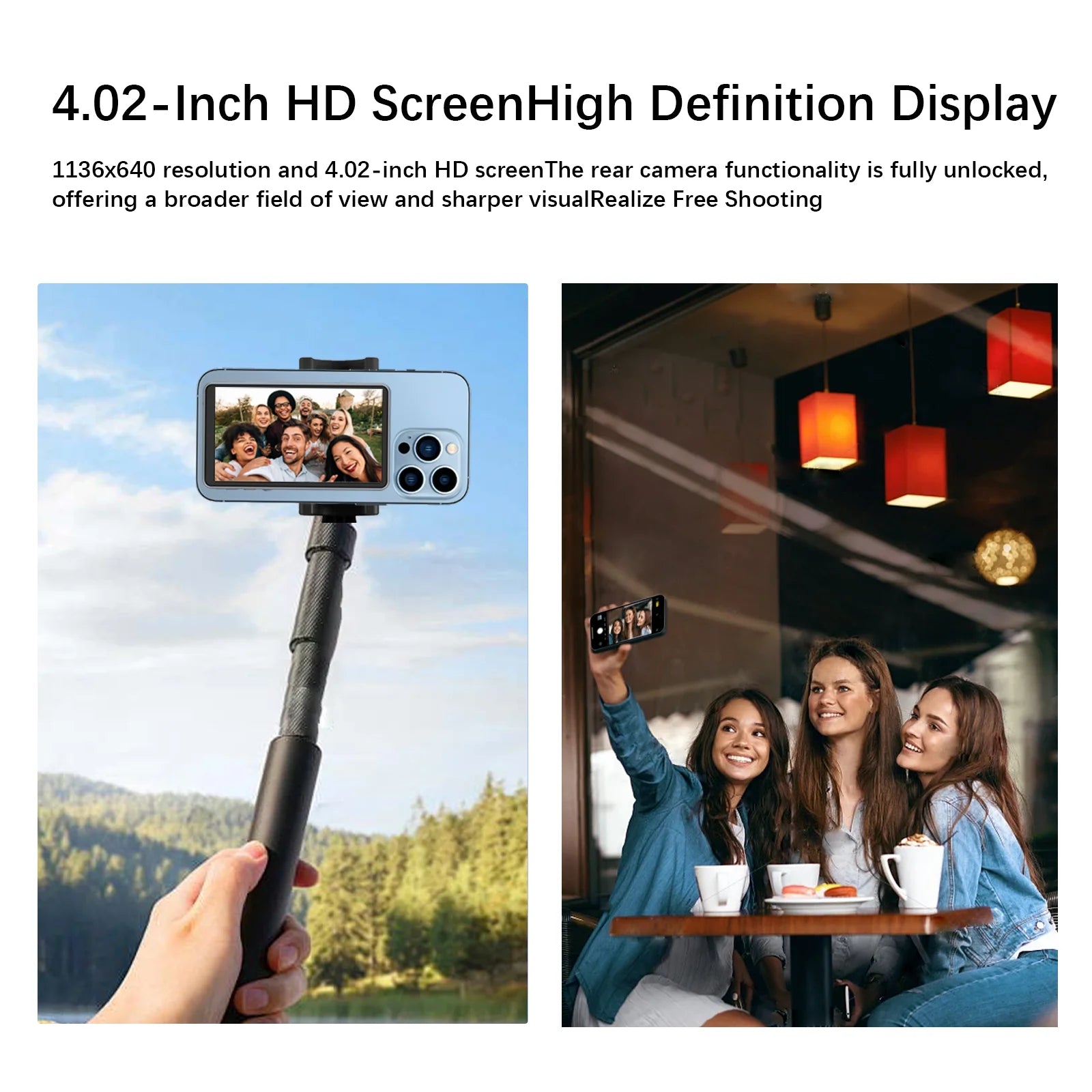 Magnetic Phone Vlog Selfie Monitor Screen, 1080P Wireless Recording, Using Phone Rear Camera for Selfie Vlog Live Stream Tiktok, Compatible with Iphone