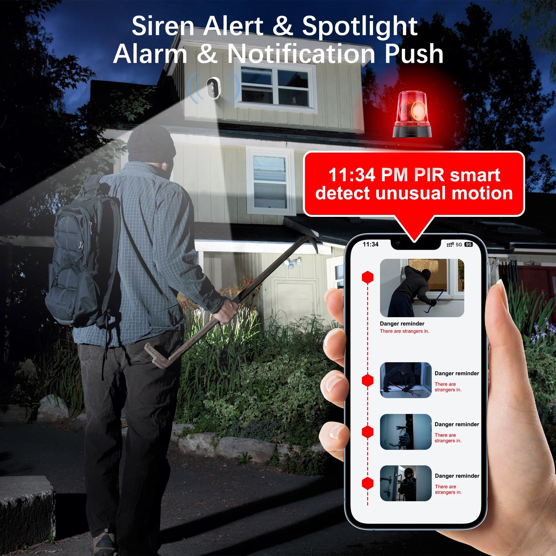 2K Wireless Outdoor Solar Security Camera with Spotlight, Waterproof PIR Detection, 2.4Ghz Wi-Fi, Rechargeable Battery Powered Home Surveillance Camera with Color Night Vision, 2-Way Audio