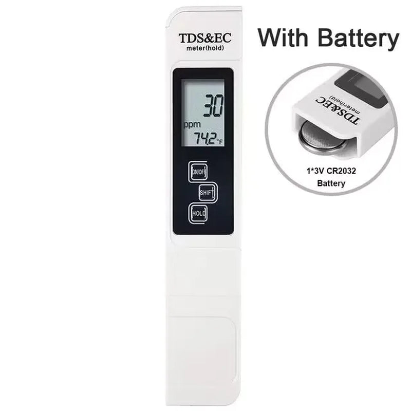 TDS Meter Digital Water Tester Digital 0-14 PH Meter Tester 0-9990Ppm TDS&EC LCD Water Purity PPM Aquarium Filter with Batteries