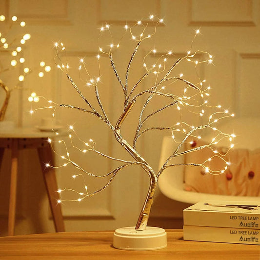 20" Tabletop Bonsai Tree Light with 108 Pearls LED DIY Artificial Light Tree Lamp Decoration for Gift Home Wedding Festival Holiday