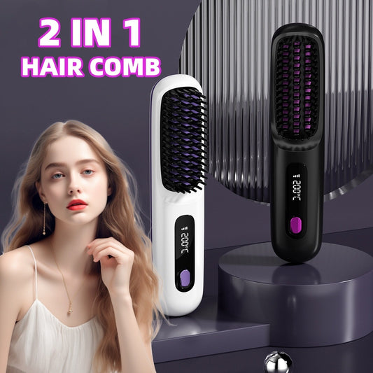 Wireless Hair Straightener and Straightening Comb