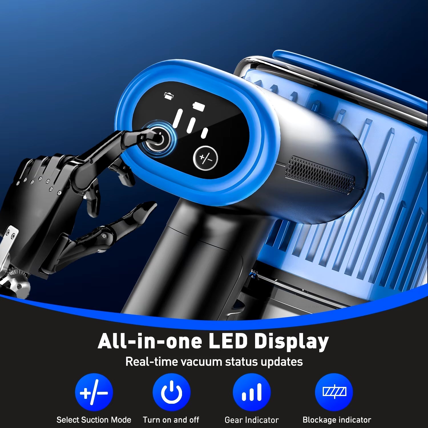 28Kpa 300W Handheld Cordless Vacuum Cleaner 8 in 1 Powerful Suction Stick Vacuum 1.5L Dust Cup for Pet Hair/Carpet/Hard Floor