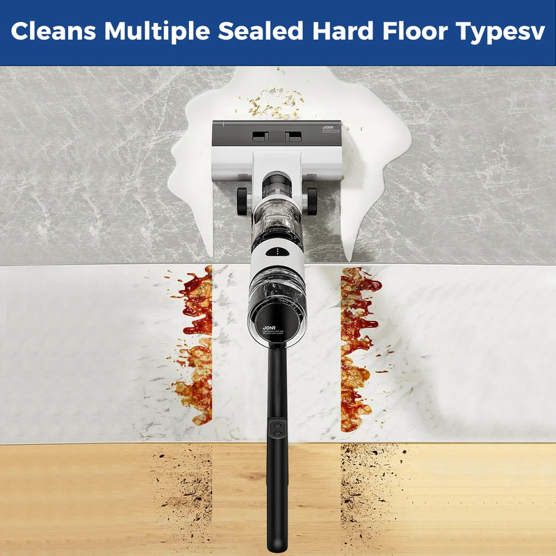 ED12 Wet Dry Vacuum Cleaner Cordless Hard Floor Vacuum and Mop Combo - Lightweight, Self Propelled, One-Step Auto Cleaning & Edge to Edge Cleaning for Home