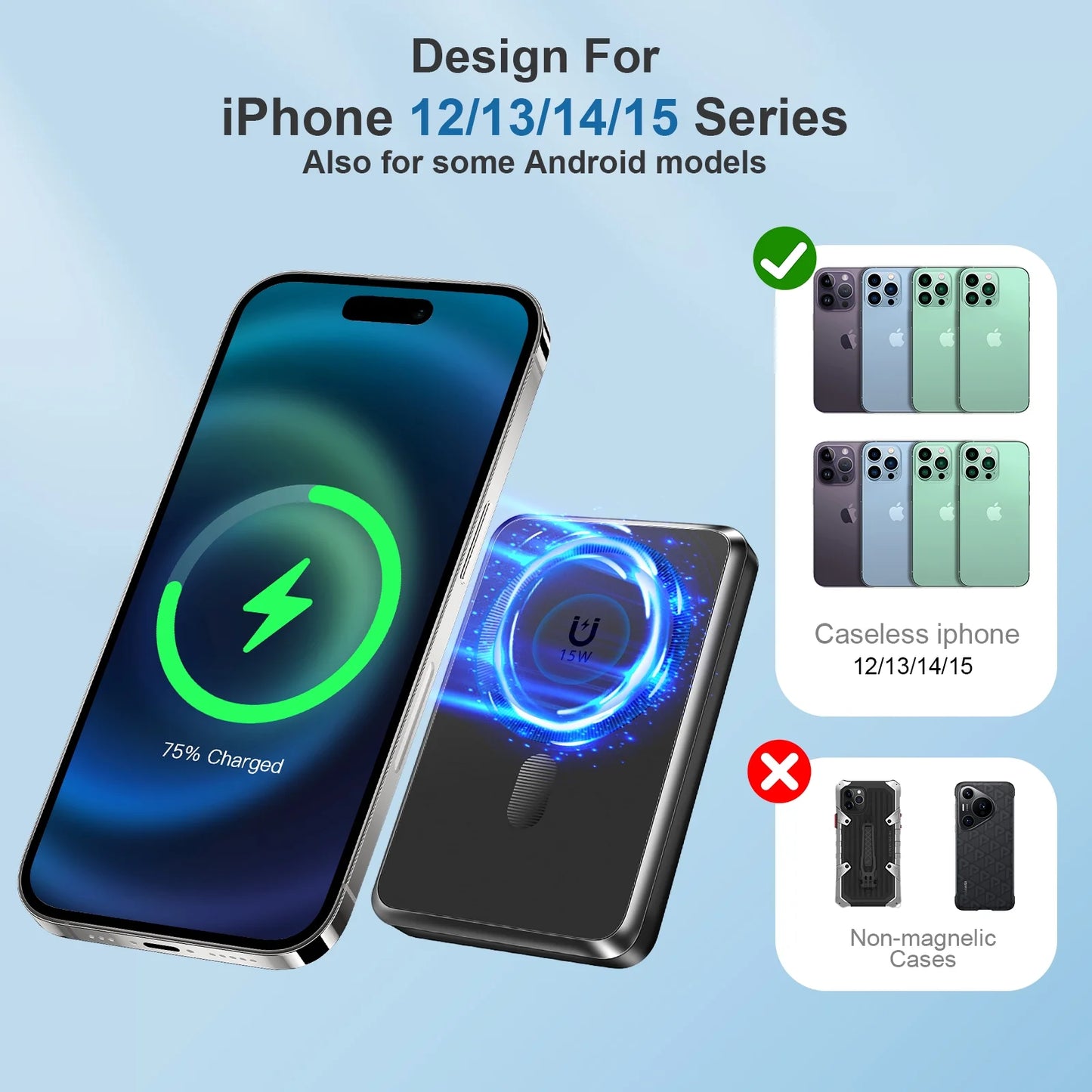 Magnetic Power Bank, 10,000Mah Wireless Portable Charger with 15W Max Fast Charging, Magsafe Battery Pack with Built-In USB-C Cable and Adjustable Stand, for Iphone 16/15/14 All Series-Black