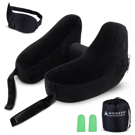Modern Advantage Inflatable Travel Neck Pillow - Black